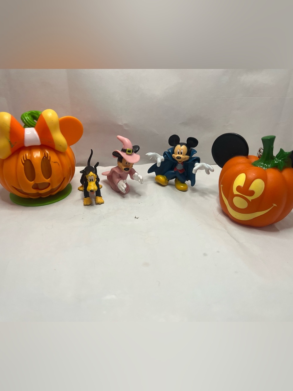 Disney Halloween Mickey, Minnie & Pluto Figure Set in Blue, Pink, Yellow, Orange